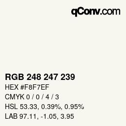 Color code: RGB 248 247 239 | qconv.com