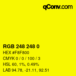 Color code: RGB 248 248 0 | qconv.com