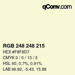 カラーコード: RGB 248 248 215 | qconv.com