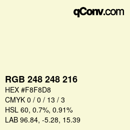 カラーコード: RGB 248 248 216 | qconv.com