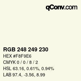 Código de color: RGB 248 249 230 | qconv.com