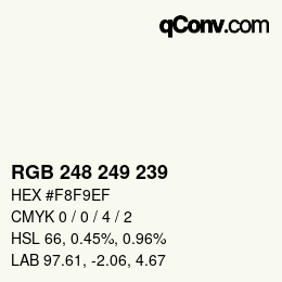 Color code: RGB 248 249 239 | qconv.com