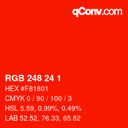 颜色代码: RGB 248 24 1 | qconv.com