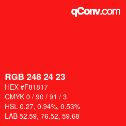 Color code: RGB 248 24 23 | qconv.com