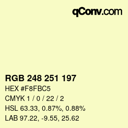 Color code: RGB 248 251 197 | qconv.com