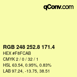 カラーコード: RGB 248 252.8 171.4 | qconv.com
