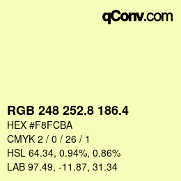 カラーコード: RGB 248 252.8 186.4 | qconv.com