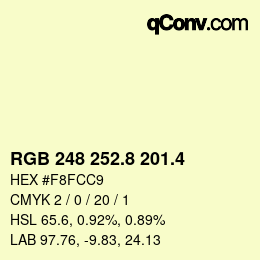 カラーコード: RGB 248 252.8 201.4 | qconv.com
