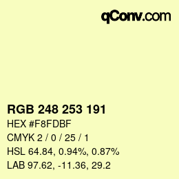 Farbcode: RGB 248 253 191 | qconv.com