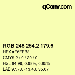 カラーコード: RGB 248 254.2 179.6 | qconv.com