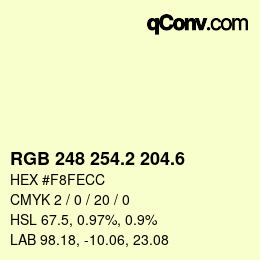 カラーコード: RGB 248 254.2 204.6 | qconv.com