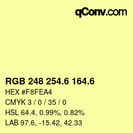 カラーコード: RGB 248 254.6 164.6 | qconv.com