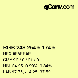 カラーコード: RGB 248 254.6 174.6 | qconv.com