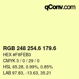 カラーコード: RGB 248 254.6 179.6 | qconv.com