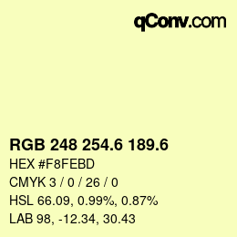 カラーコード: RGB 248 254.6 189.6 | qconv.com