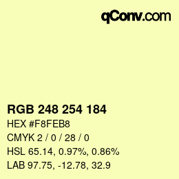 カラーコード: RGB 248 254 184 | qconv.com