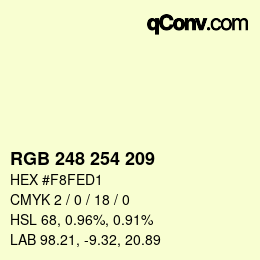 Color code: RGB 248 254 209 | qconv.com