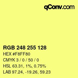 Color code: RGB 248 255 128 | qconv.com