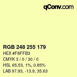 カラーコード: RGB 248 255 179 | qconv.com