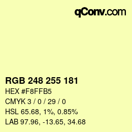 Color code: RGB 248 255 181 | qconv.com