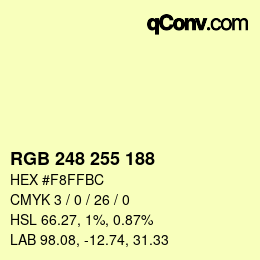 Color code: RGB 248 255 188 | qconv.com