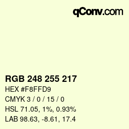 Código de color: RGB 248 255 217 | qconv.com