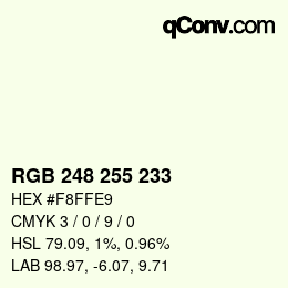 Color code: RGB 248 255 233 | qconv.com