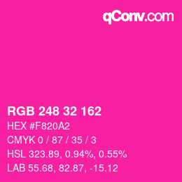 Color code: RGB 248 32 162 | qconv.com