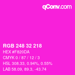 Color code: RGB 248 32 218 | qconv.com