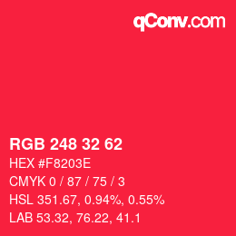 Color code: RGB 248 32 62 | qconv.com