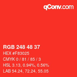 Color code: RGB 248 48 37 | qconv.com
