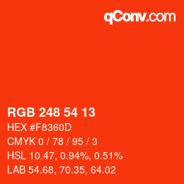 Farbcode: RGB 248 54 13 | qconv.com