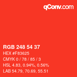 Color code: RGB 248 54 37 | qconv.com