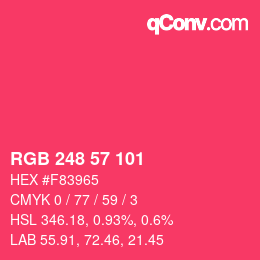 Color code: RGB 248 57 101 | qconv.com