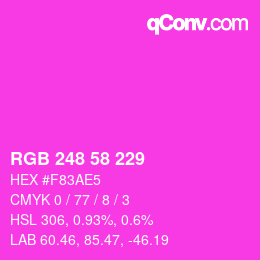 颜色代码: RGB 248 58 229 | qconv.com