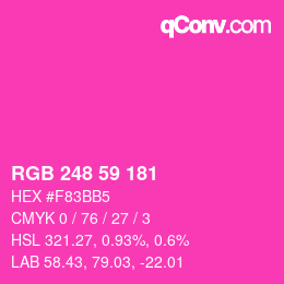 颜色代码: RGB 248 59 181 | qconv.com