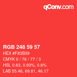 Color code: RGB 248 59 57 | qconv.com