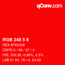 カラーコード: RGB 248 5 8 | qconv.com
