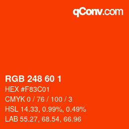 カラーコード: RGB 248 60 1 | qconv.com