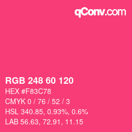 カラーコード: RGB 248 60 120 | qconv.com