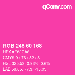 Color code: RGB 248 60 168 | qconv.com