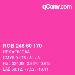 カラーコード: RGB 248 60 170 | qconv.com