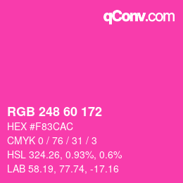 カラーコード: RGB 248 60 172 | qconv.com