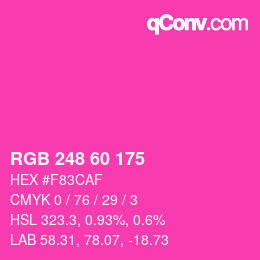 カラーコード: RGB 248 60 175 | qconv.com
