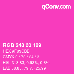 カラーコード: RGB 248 60 189 | qconv.com