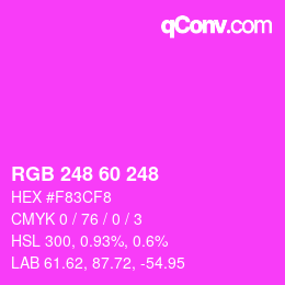 カラーコード: RGB 248 60 248 | qconv.com