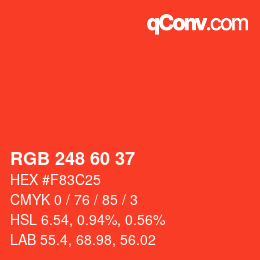 カラーコード: RGB 248 60 37 | qconv.com