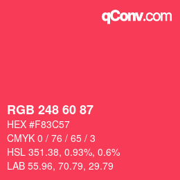 カラーコード: RGB 248 60 87 | qconv.com
