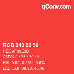 カラーコード: RGB 248 62 59 | qconv.com