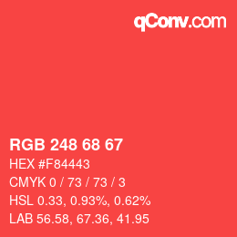 カラーコード: RGB 248 68 67 | qconv.com